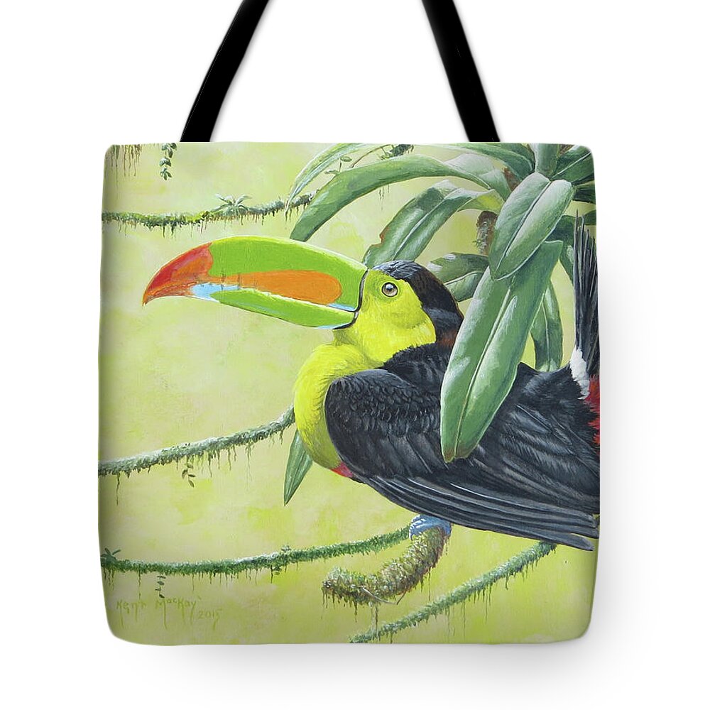 Keel-billed Toucan Tote Bag featuring the painting Keel-billed Toucan by Barry Kent MacKay