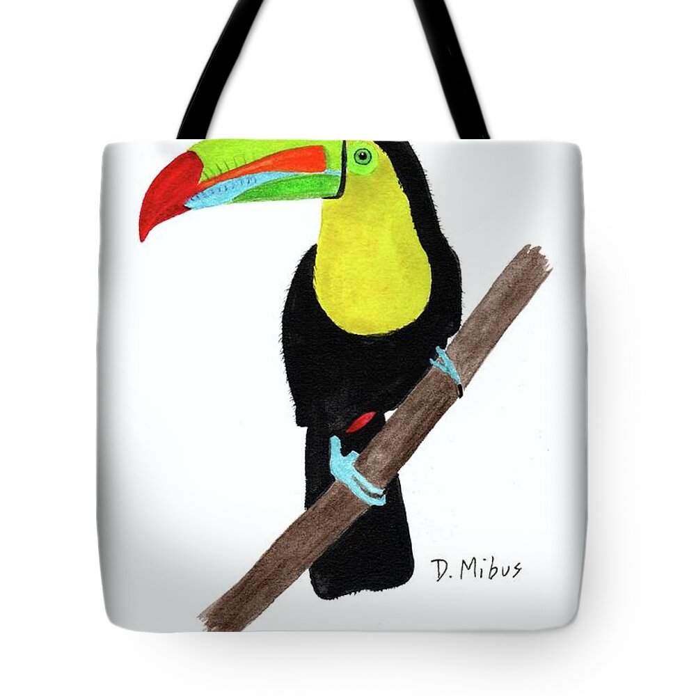 Keel-billed Toucan Tote Bag featuring the painting Keel-Billed Toucan Day 3 Challenge by Donna Mibus
