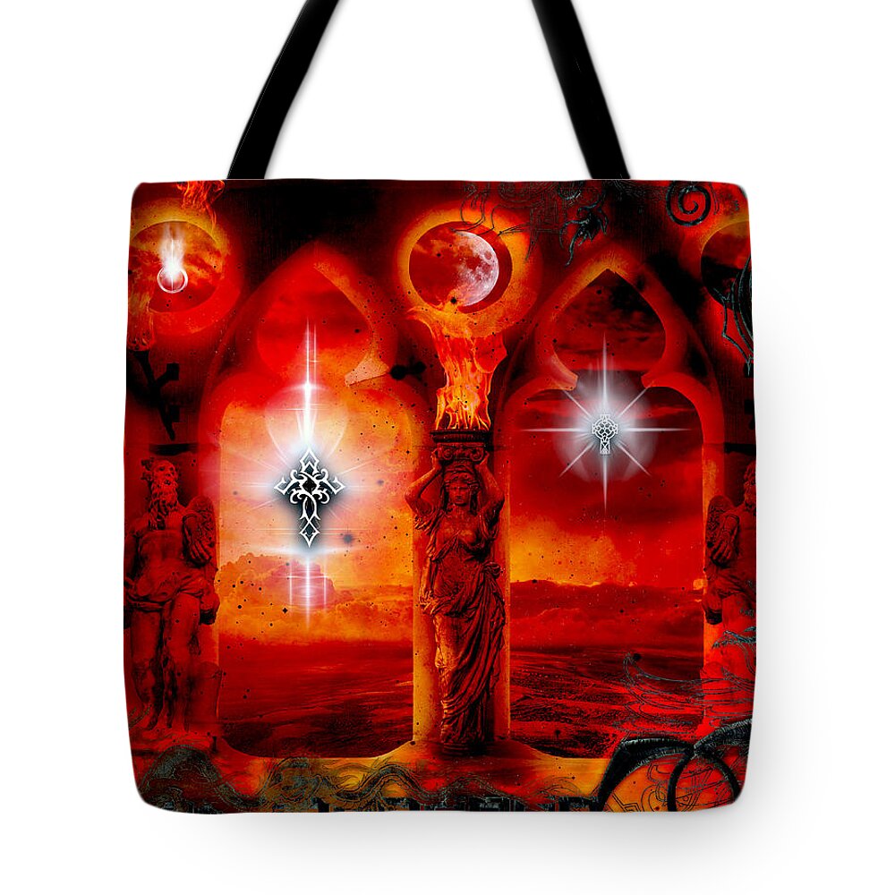 Fantasy Tote Bag featuring the digital art Keeper Of The Flame by Michael Damiani