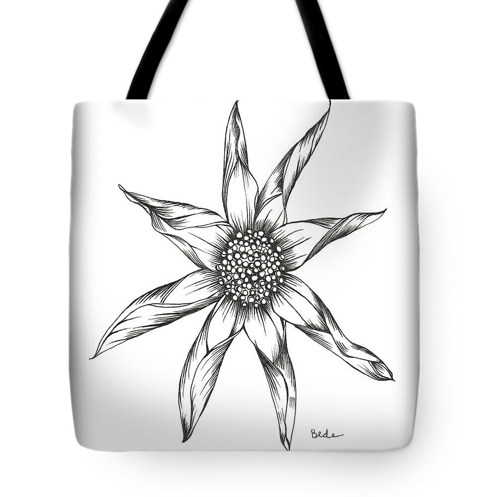 Ink Paper Drawing Illustration Flower Black White Tote Bag featuring the drawing Keeps Getting Better by Catherine Bede