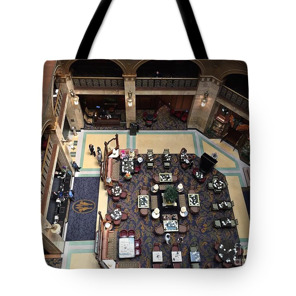Hats Tote Bag featuring the photograph Kentucky Derby Day at Brown Palace, Denver by J Doyne Miller