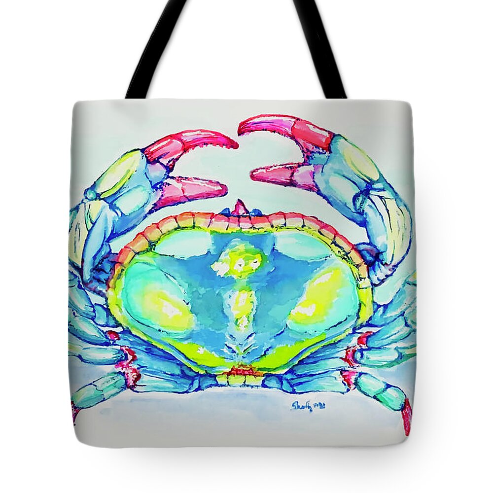 Crab Tote Bag featuring the painting Key West Crab 2021 by Shelly Tschupp