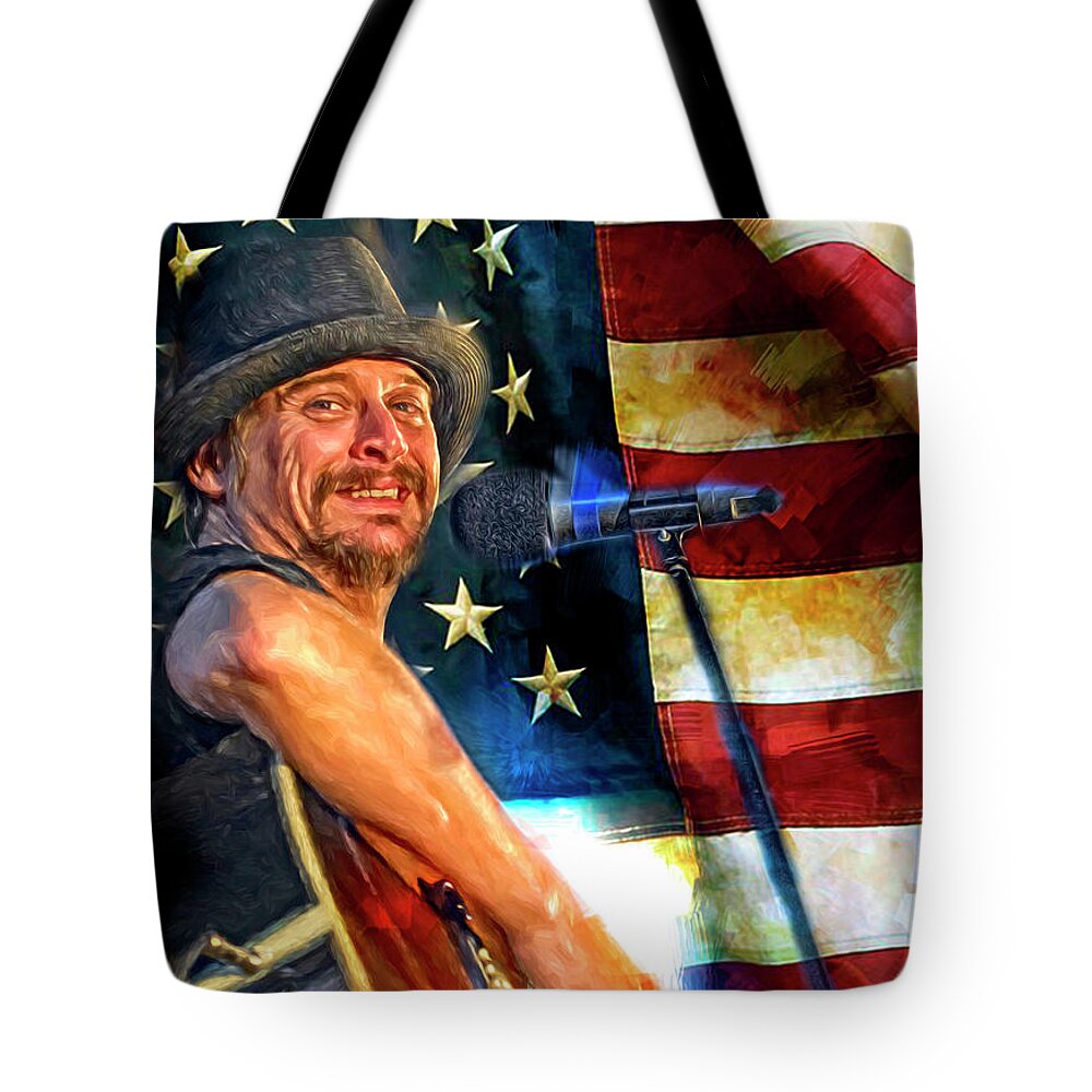 Kid Rock Tote Bag featuring the mixed media Kid Rock by Mal Bray