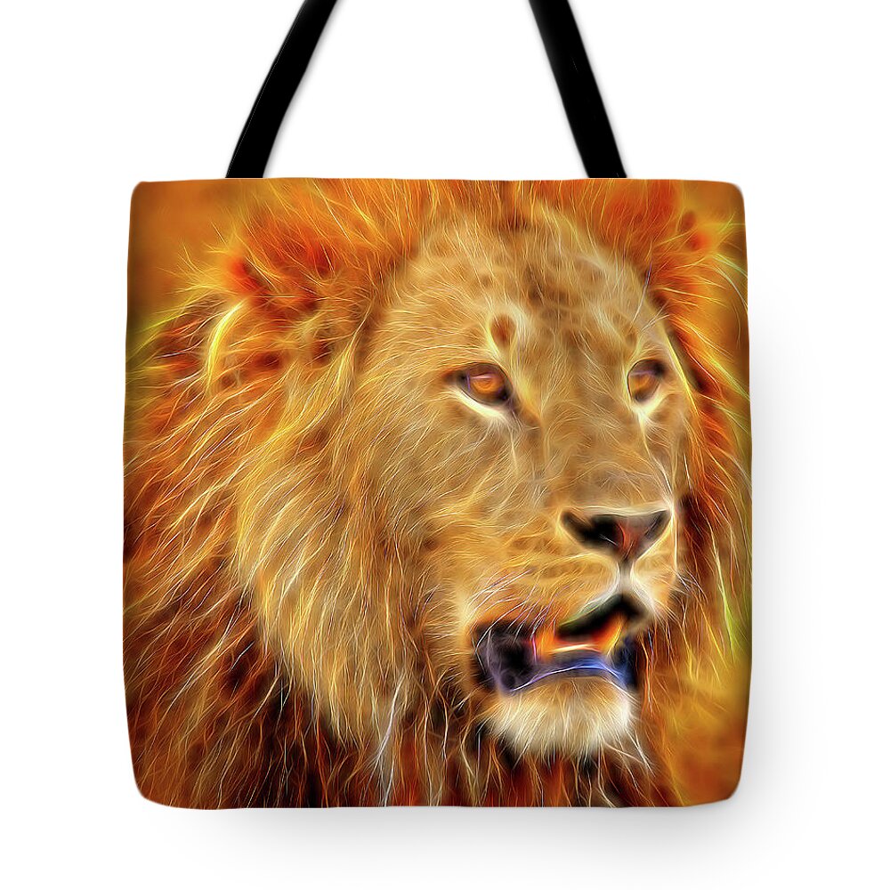 Africa Tote Bag featuring the photograph King of Beasts -Stylized by Mitchell R Grosky