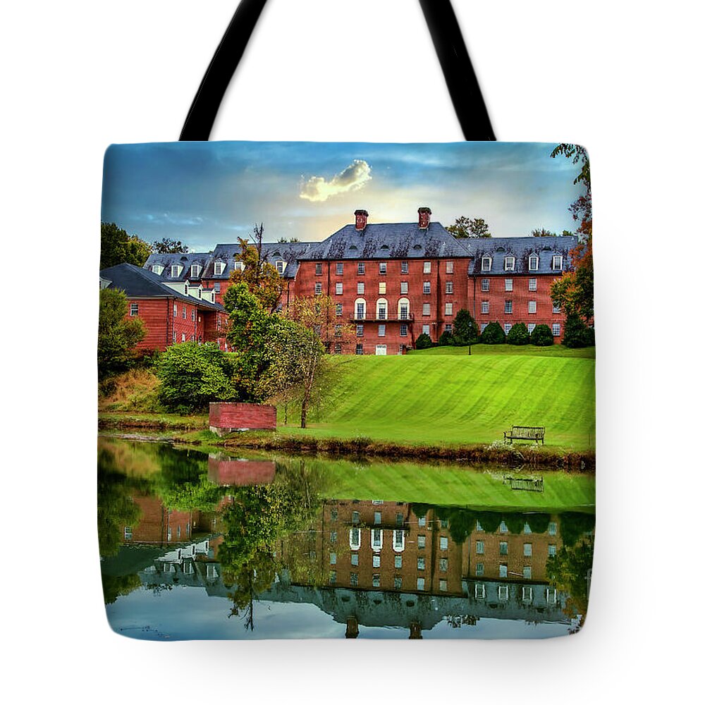 King College Tote Bag featuring the photograph Reflections at King College by Shelia Hunt