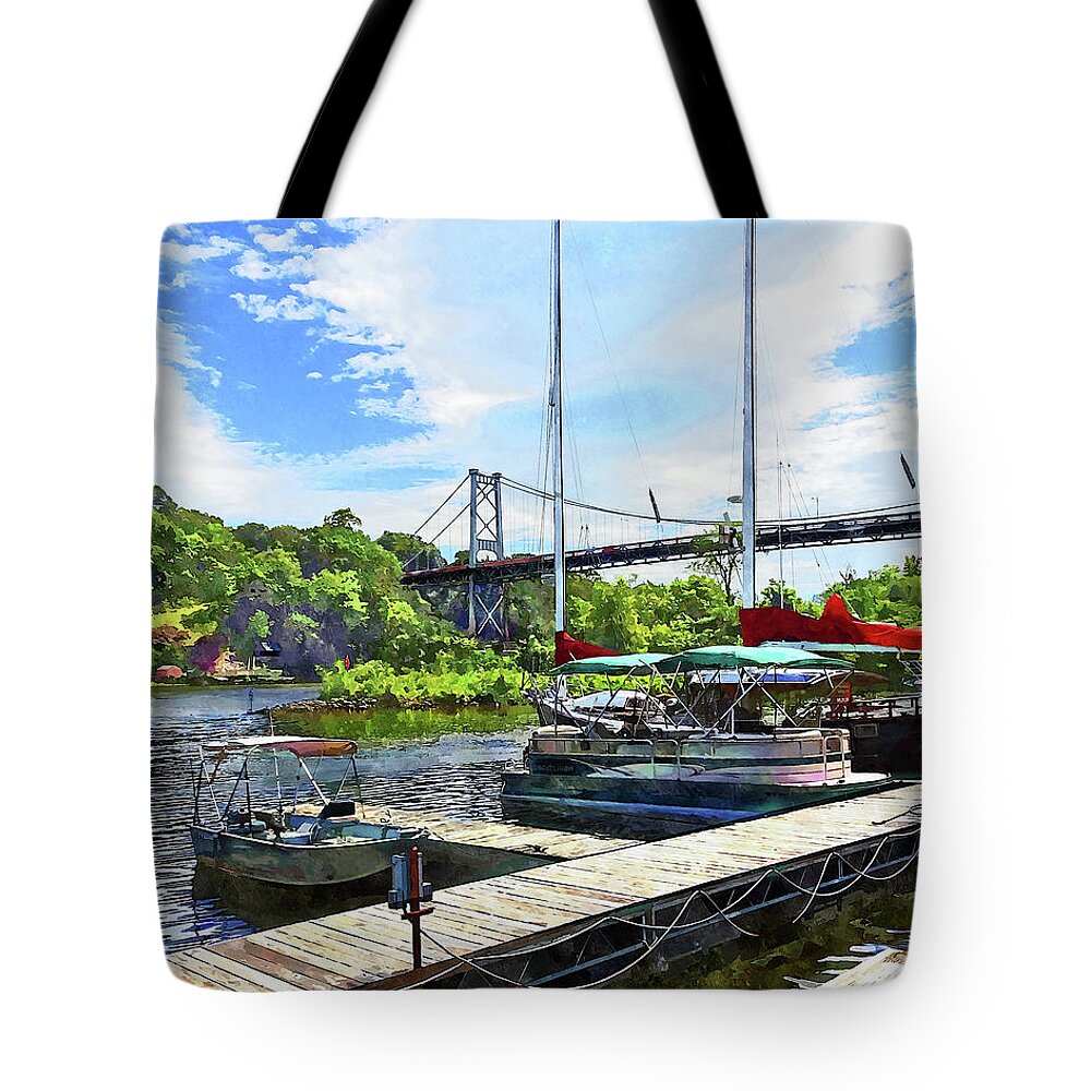 Kingston Tote Bag featuring the photograph Kingston NY - Bridge Over Rondout Creek by Susan Savad