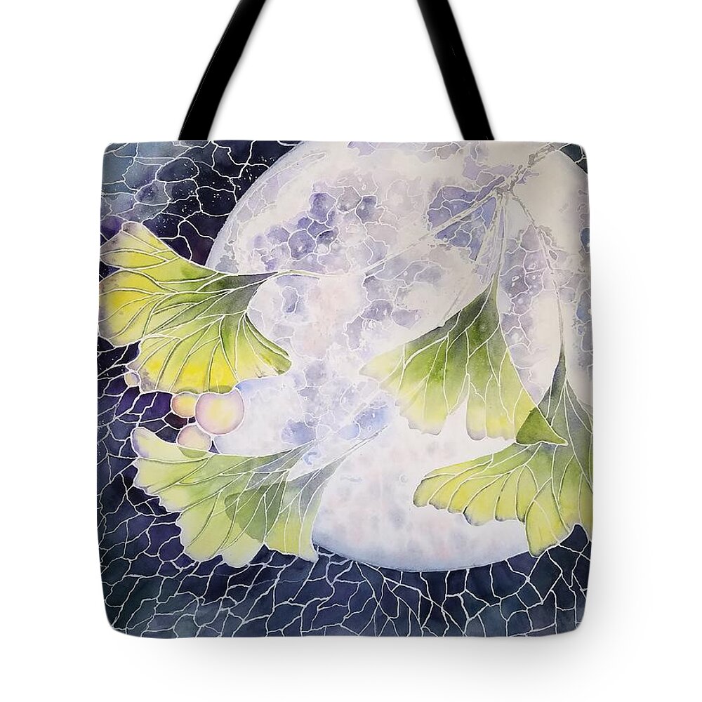 Moon Tote Bag featuring the painting Kintsugi Moon by Amanda Amend