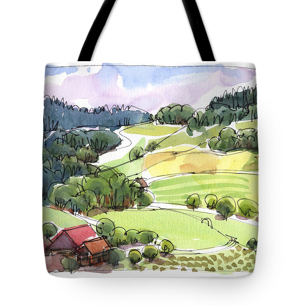 Landscape Tote Bag featuring the painting Kipf nach Steinibach by Judith Kunzle