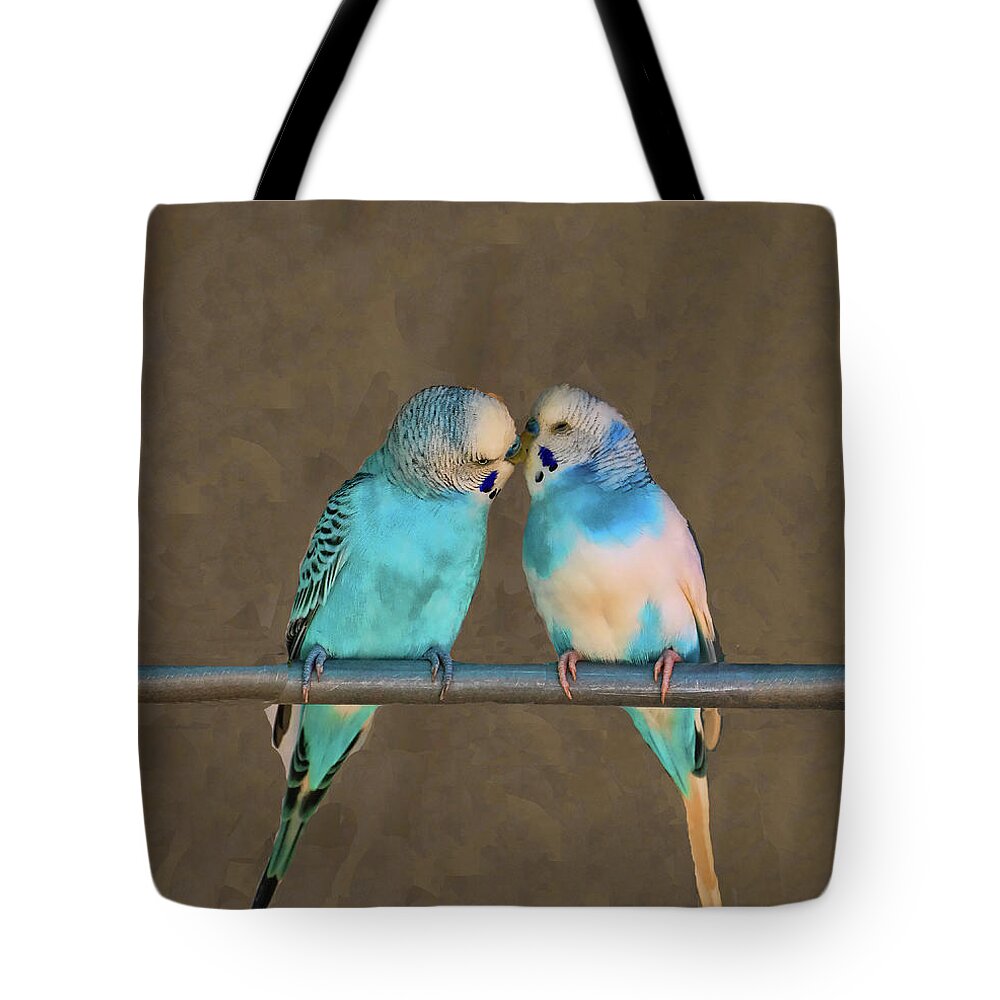 Parakeet Tote Bag featuring the photograph Kissing Cousins by Allen Beatty