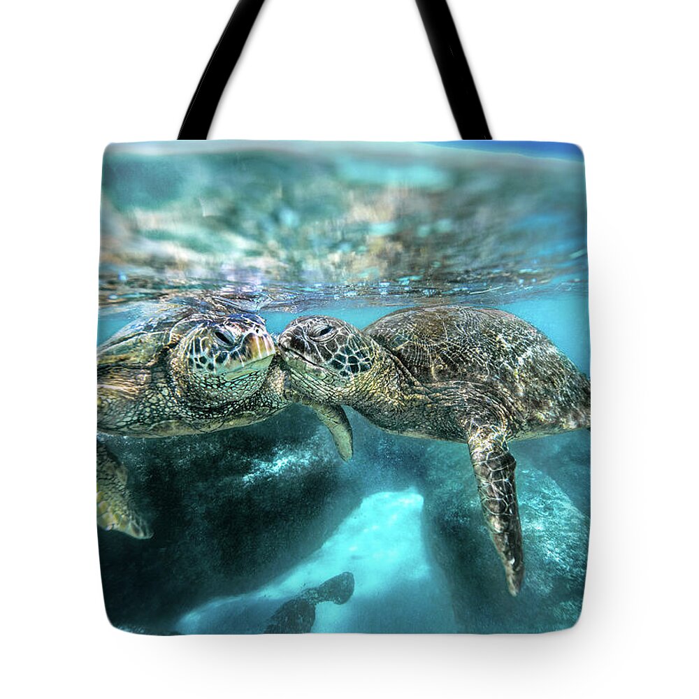 Kissing Turtles Tote Bag featuring the photograph Kissing Turtle by Leonardo Dale