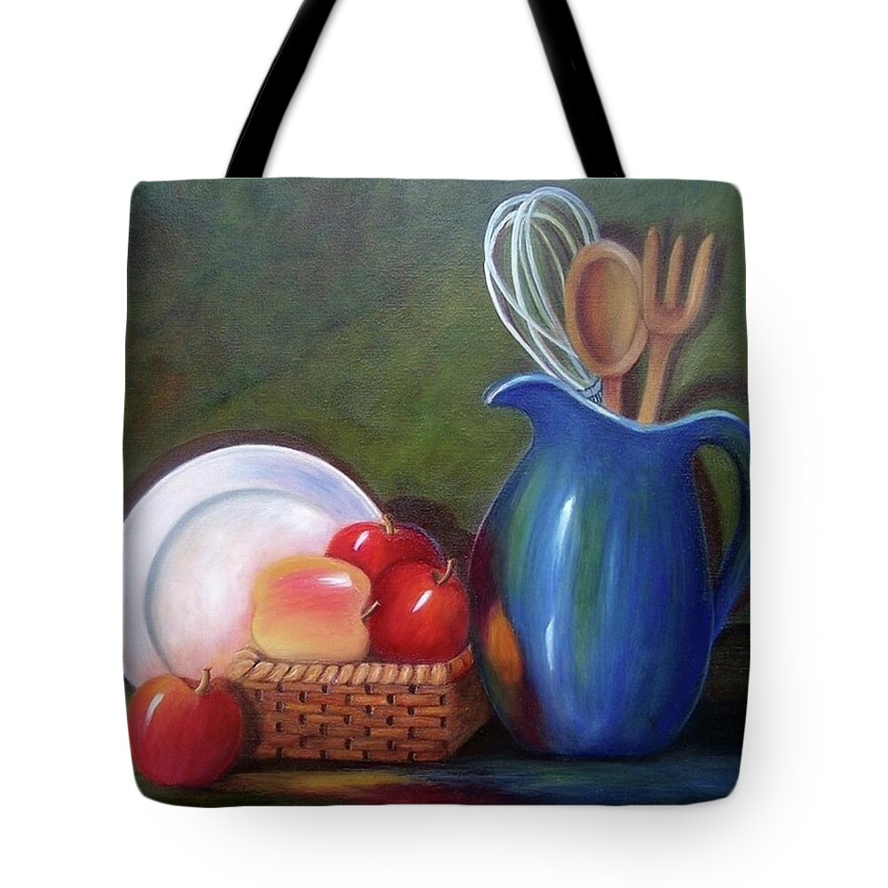 Pitcher Tote Bag featuring the painting Kitchenware SOLD by Susan Dehlinger