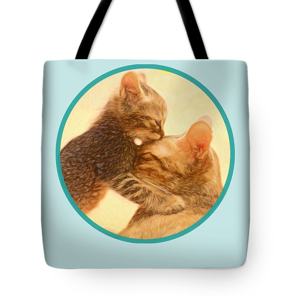 Cat Tote Bag featuring the mixed media Kitty Love by Moira Law