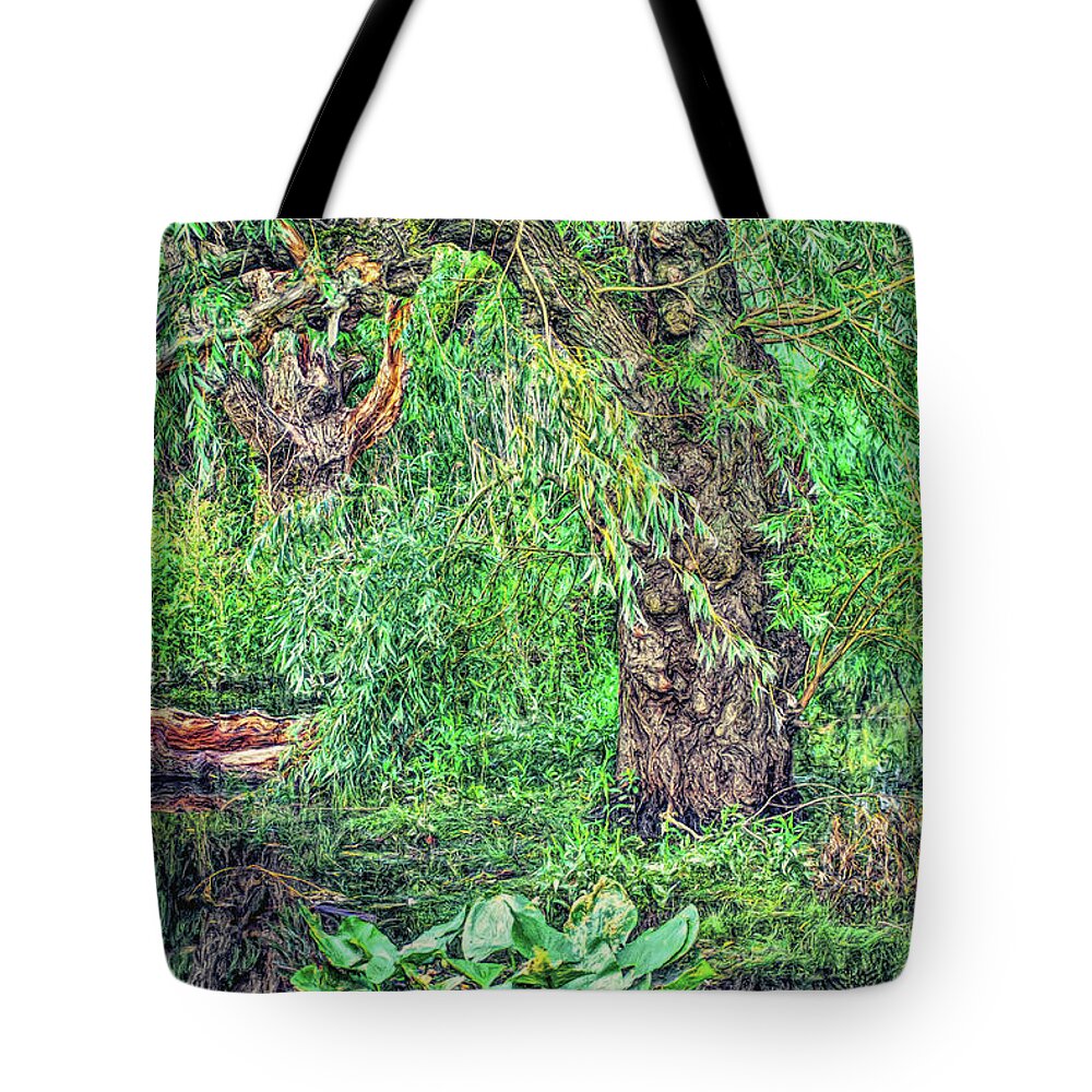 Marsh Tote Bag featuring the photograph Knarly Tree in Swamp by Cordia Murphy