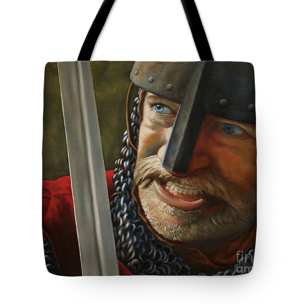 Knight Tote Bag featuring the painting Knight Defender by Ken Kvamme