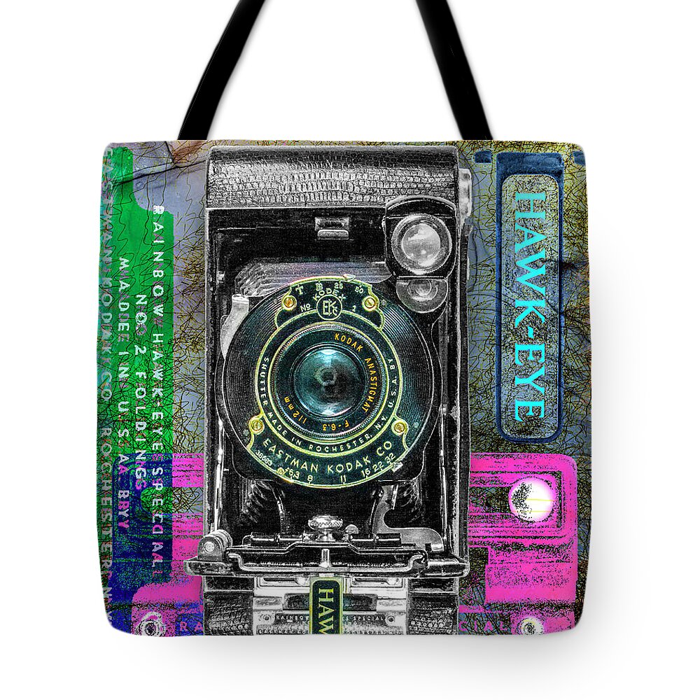 Kodak Tote Bag featuring the digital art Kodak No. 2 Rainbow Hawk-eye Special by Anthony Ellis
