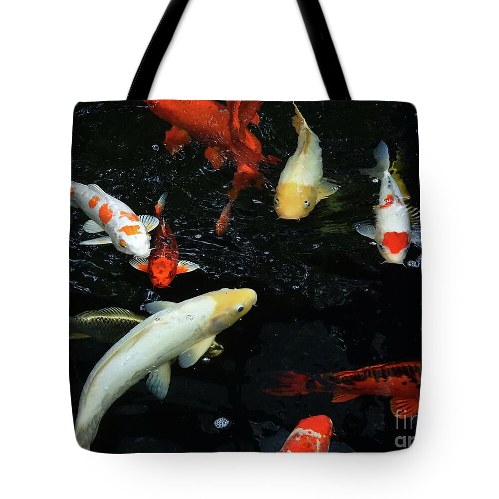 Koi Tote Bag featuring the photograph Koi Fish Pond Nbr.3 by Scott Cameron