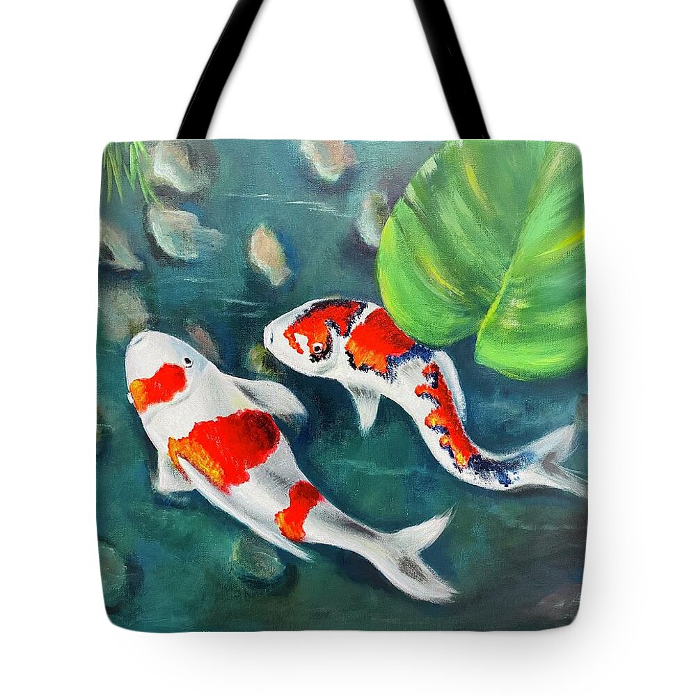 Koi fish Tote Bag by Shahina Siddiqi - Pixels