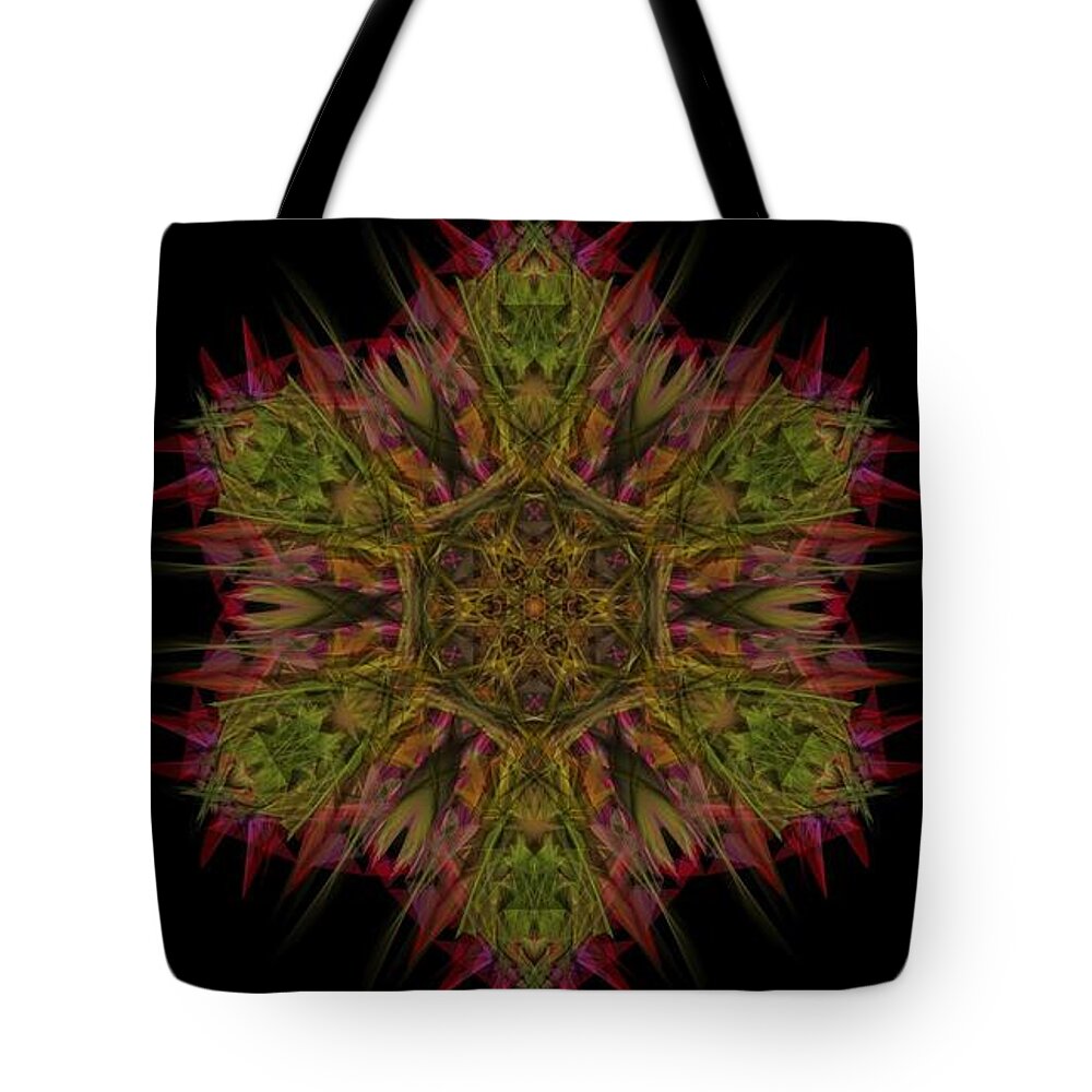 Kosmic Star Mandala Tote Bag featuring the digital art Kosmic Star Mandala #1 by Michael Canteen