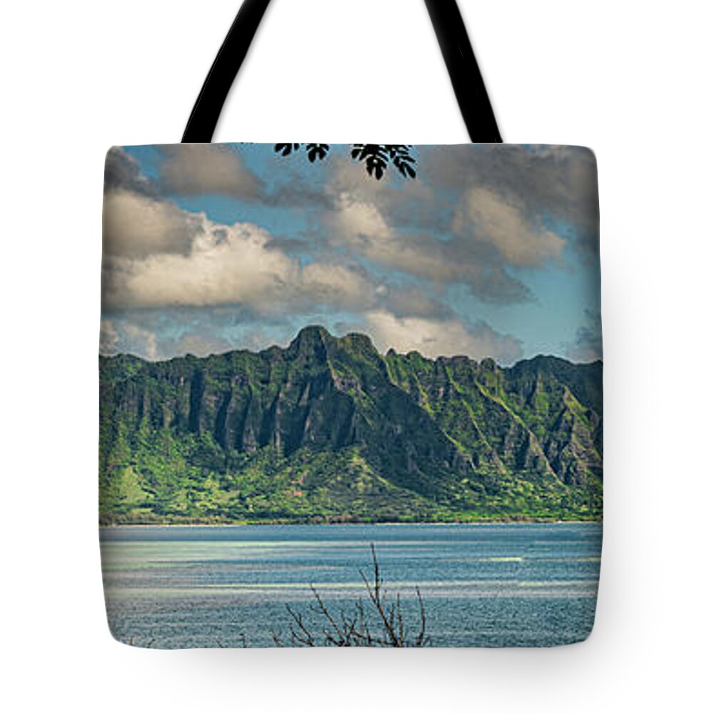 Kualoa Mountain Hawaii Tote Bag featuring the photograph Kualoa Mountain Hawaii by Leonardo Dale