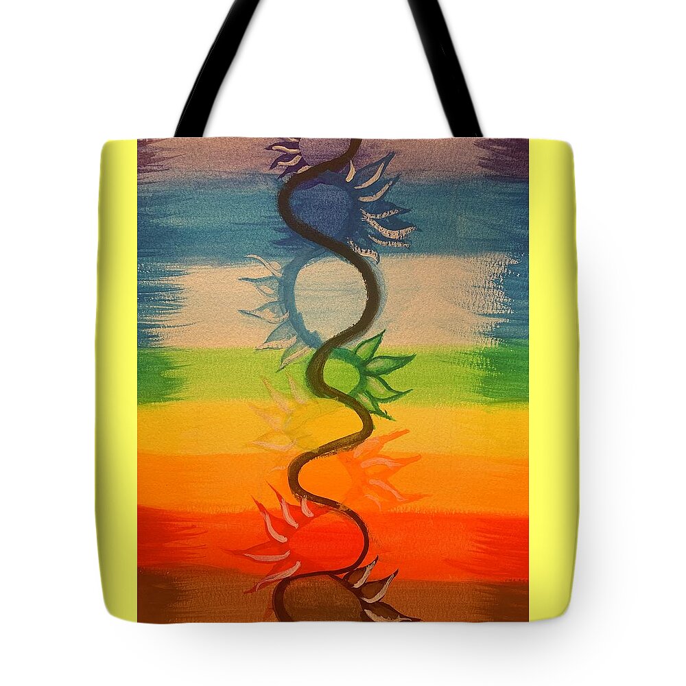 Watercolor Tote Bag featuring the painting Kundalini Fire by Lisa White