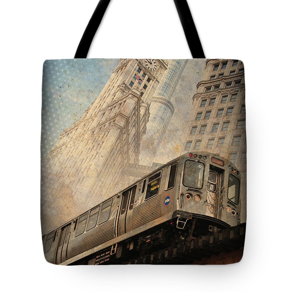 Elevated Train Tote Bag featuring the photograph L Train Chicago Abstraction - Chicago, Illinois by Denise Strahm