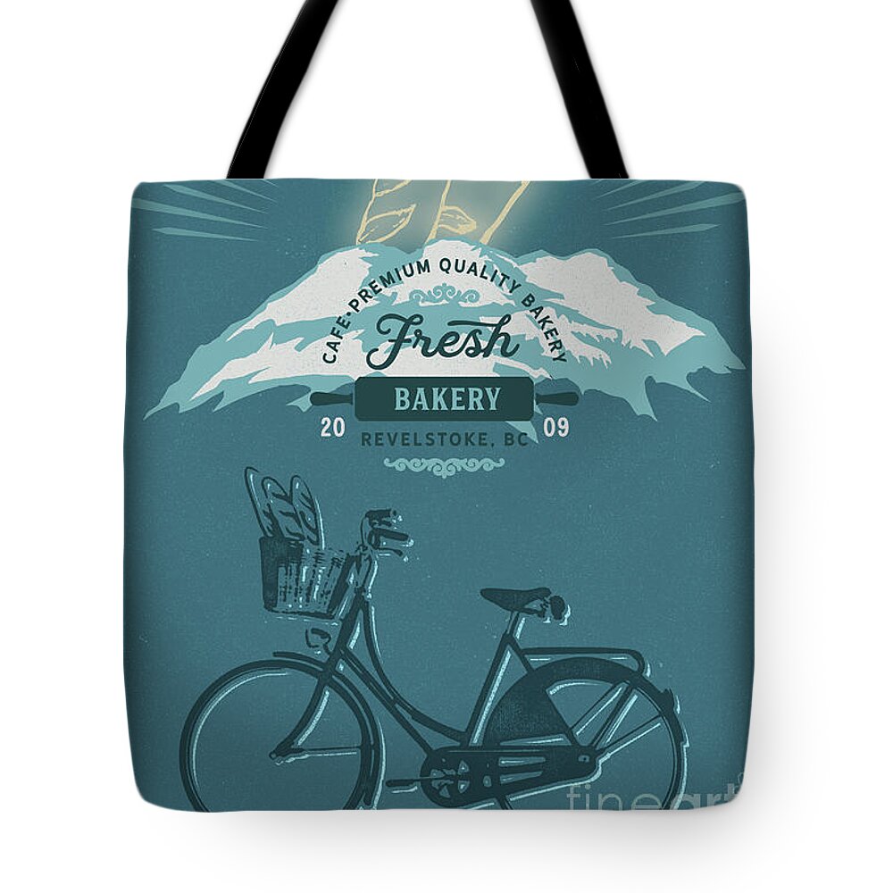 Bicycle Art Tote Bag featuring the painting La Baguette Vintage Cafe Poster by Sassan Filsoof