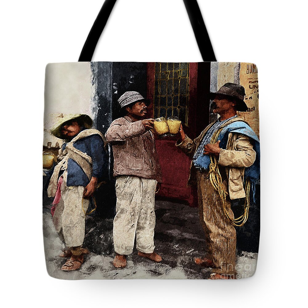 Pulque Tote Bag featuring the digital art La Pulqueria by Marisol VB by Marisol VB