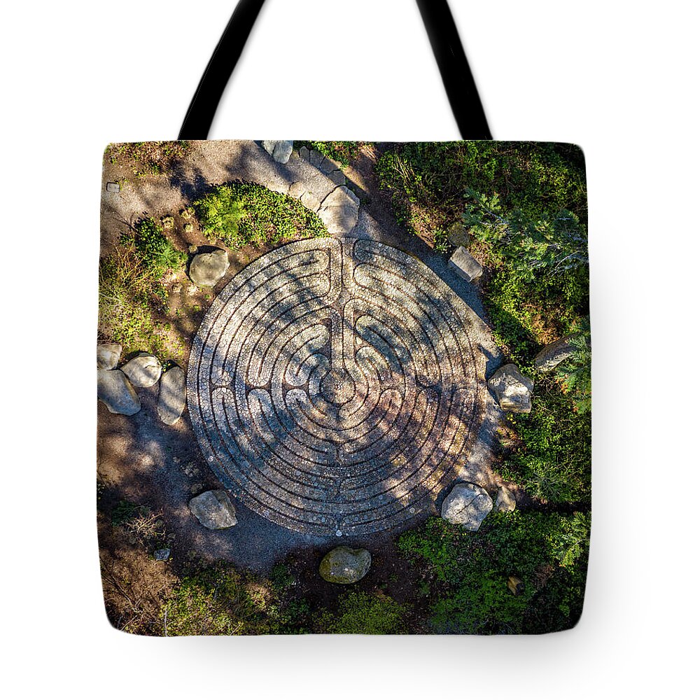 Drone Tote Bag featuring the photograph Labyrinth Mosaic 1 by Clinton Ward