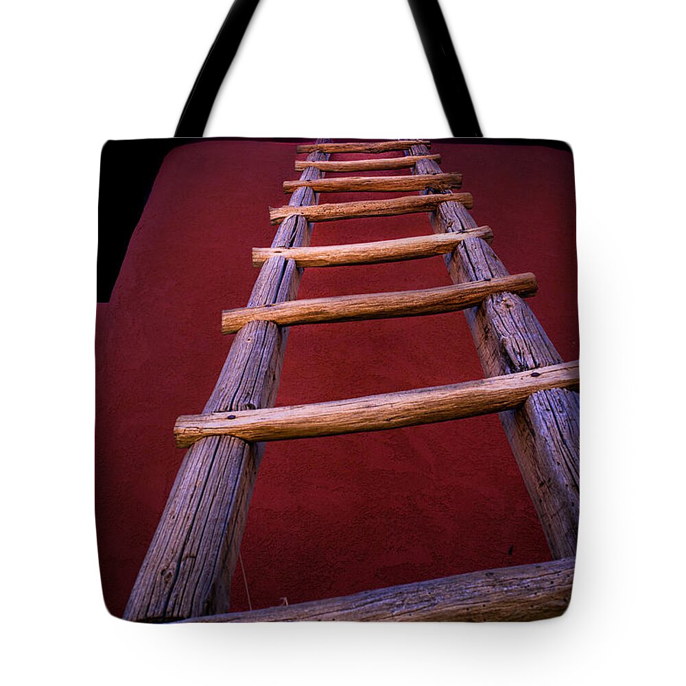 Taos Tote Bag featuring the photograph Ladder to a New World by Elijah Rael