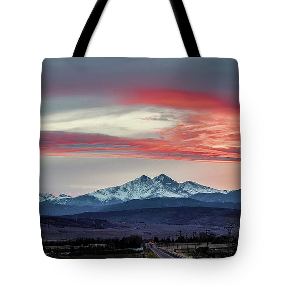 Jon Burch Tote Bag featuring the photograph Ladies In The Sky Winter Sunset by Jon Burch Photography