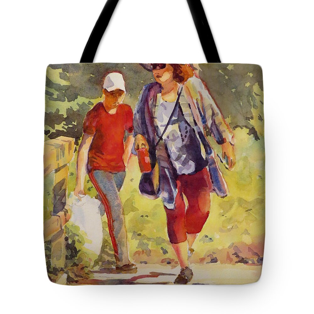 Summer Tote Bag featuring the painting Lady in Red at Lemoine Pt by David Gilmore