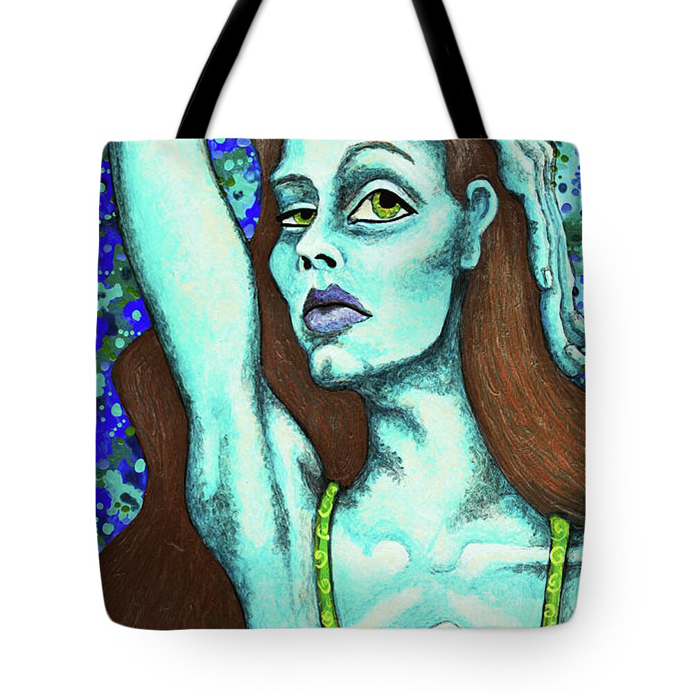 Portrait Tote Bag featuring the painting Lady Misery by Amy E Fraser