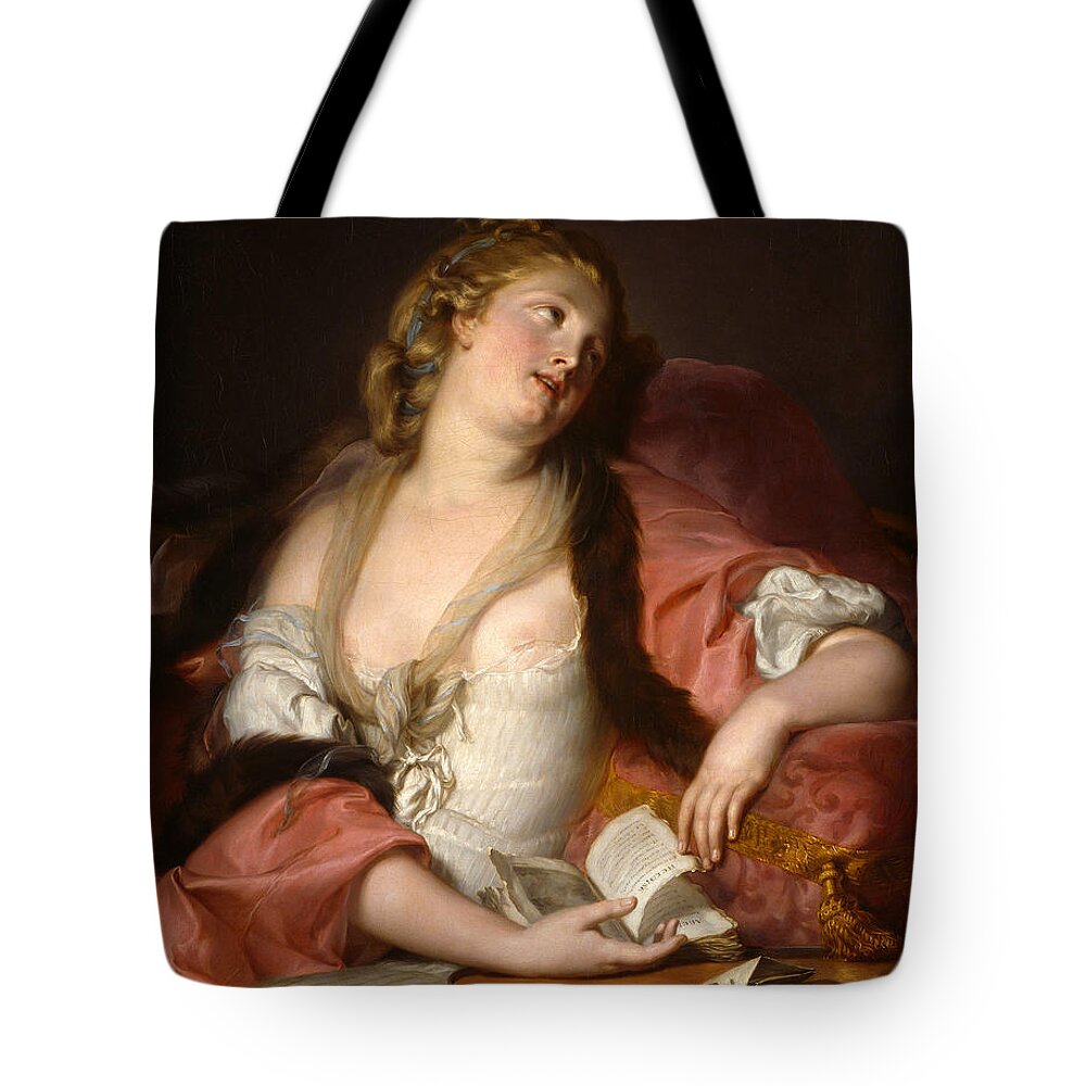 Bernard D'agesci Tote Bag featuring the painting Lady Reading the Letters of Heloise and Abelard by Bernard d'Agesci