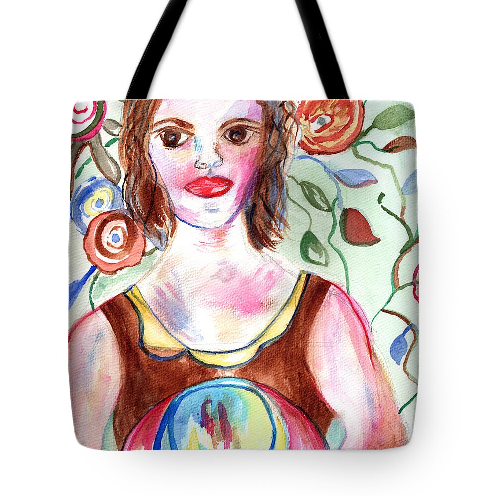 Colorful Tote Bag featuring the painting Lady with a Hat by Genevieve Holland