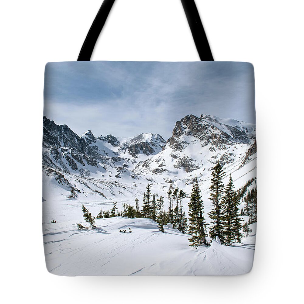 Colorado Tote Bag featuring the photograph Lake Isabelle Winter by Aaron Spong