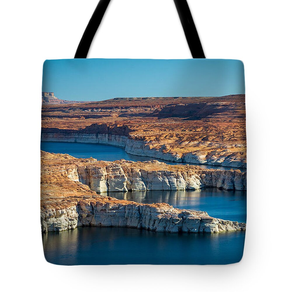 Lake Powell Arizona Crystal Blue Water Desert Cliffs Landscape Mountains Fstop101 Tote Bag featuring the photograph Lake Powell Arizona by Geno Lee