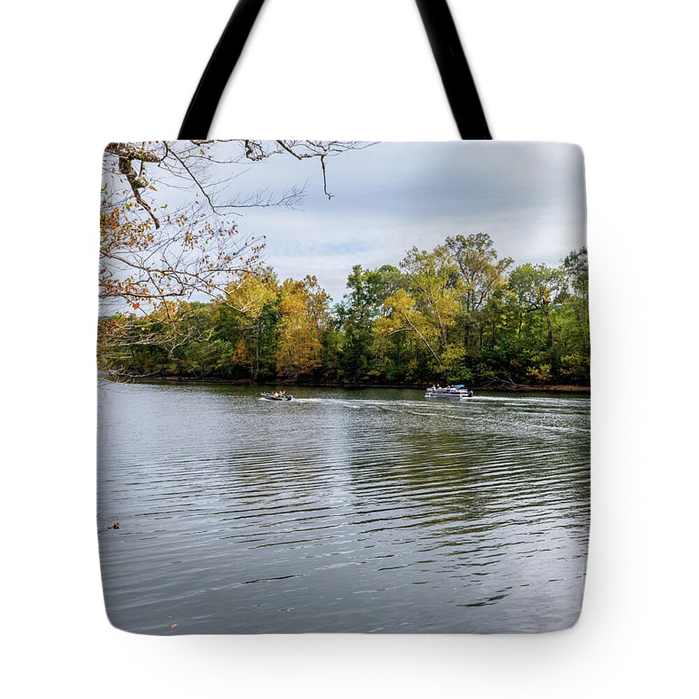 Branson Tote Bag featuring the photograph Lake Taneycomo Branson Boating by Jennifer White