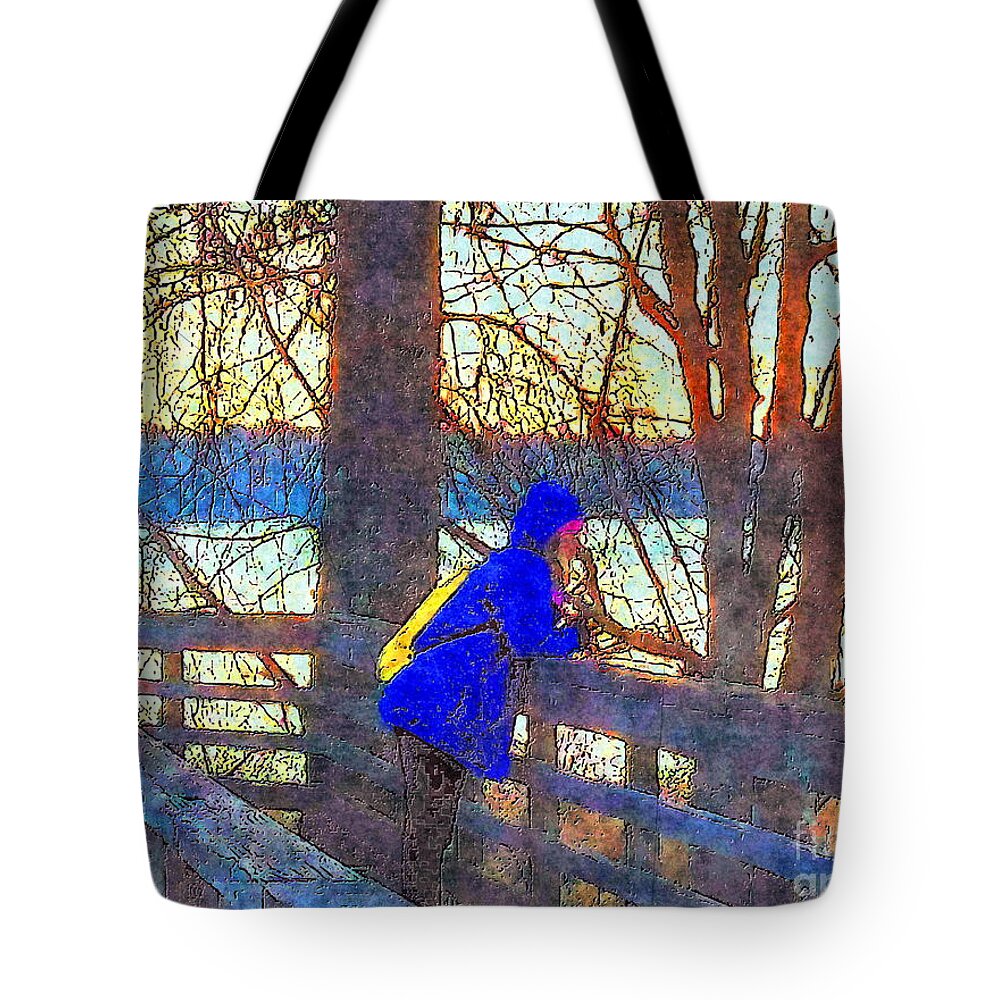 Lake Tote Bag featuring the photograph Lake Thinker at Sunset by Sea Change Vibes
