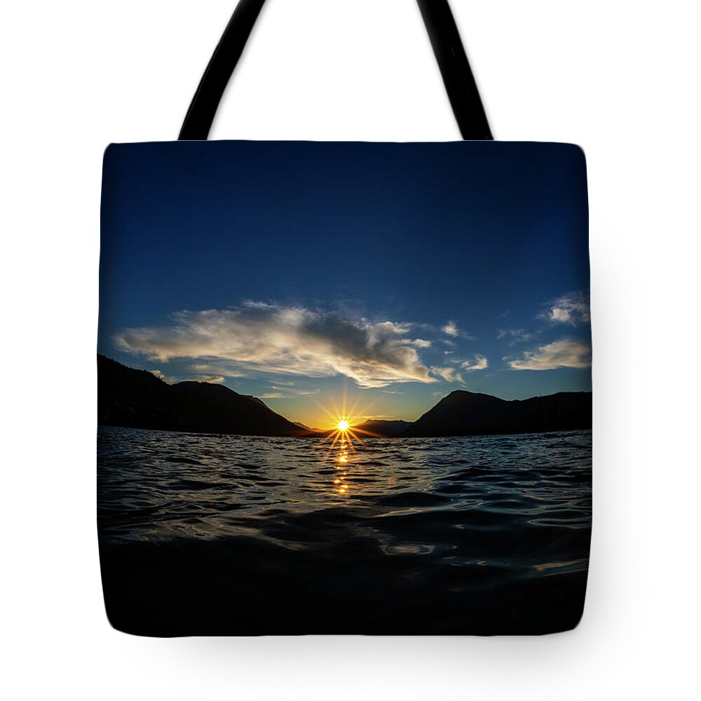 Sunny Tote Bag featuring the photograph Lake Wenatchee Sunset by Pelo Blanco Photo