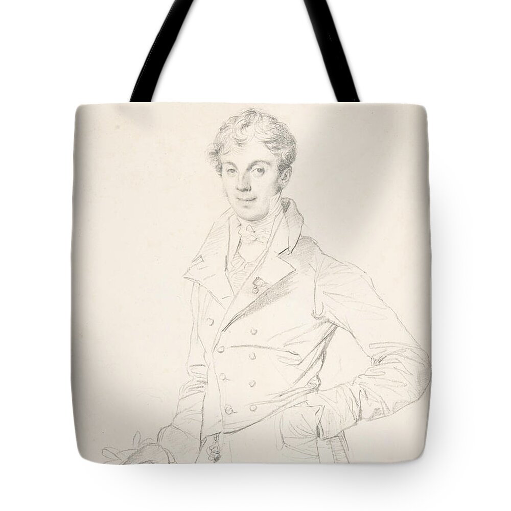 19th Century Art Tote Bag featuring the drawing Lancelot-Theodore, comte Turpin de Crisse by Jean-Auguste-Dominique Ingres