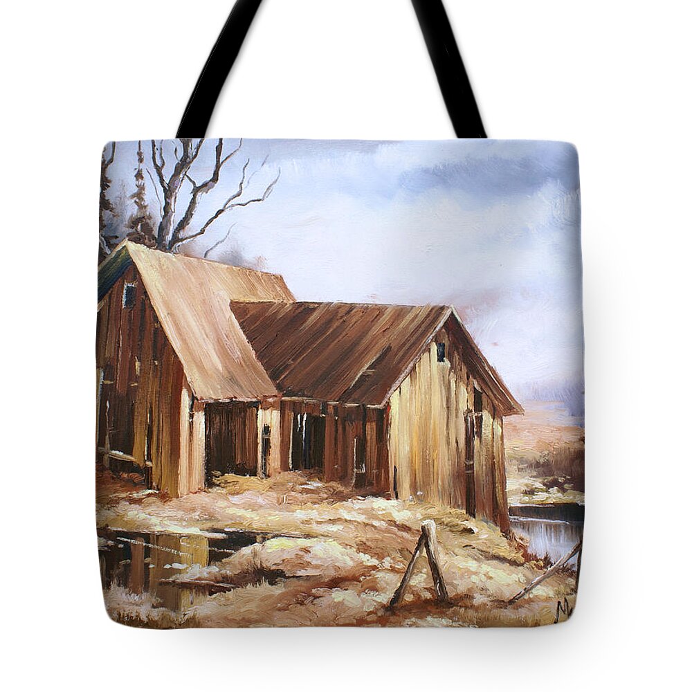 Landscape Tote Bag featuring the painting Landscape 4 by Michael Lang