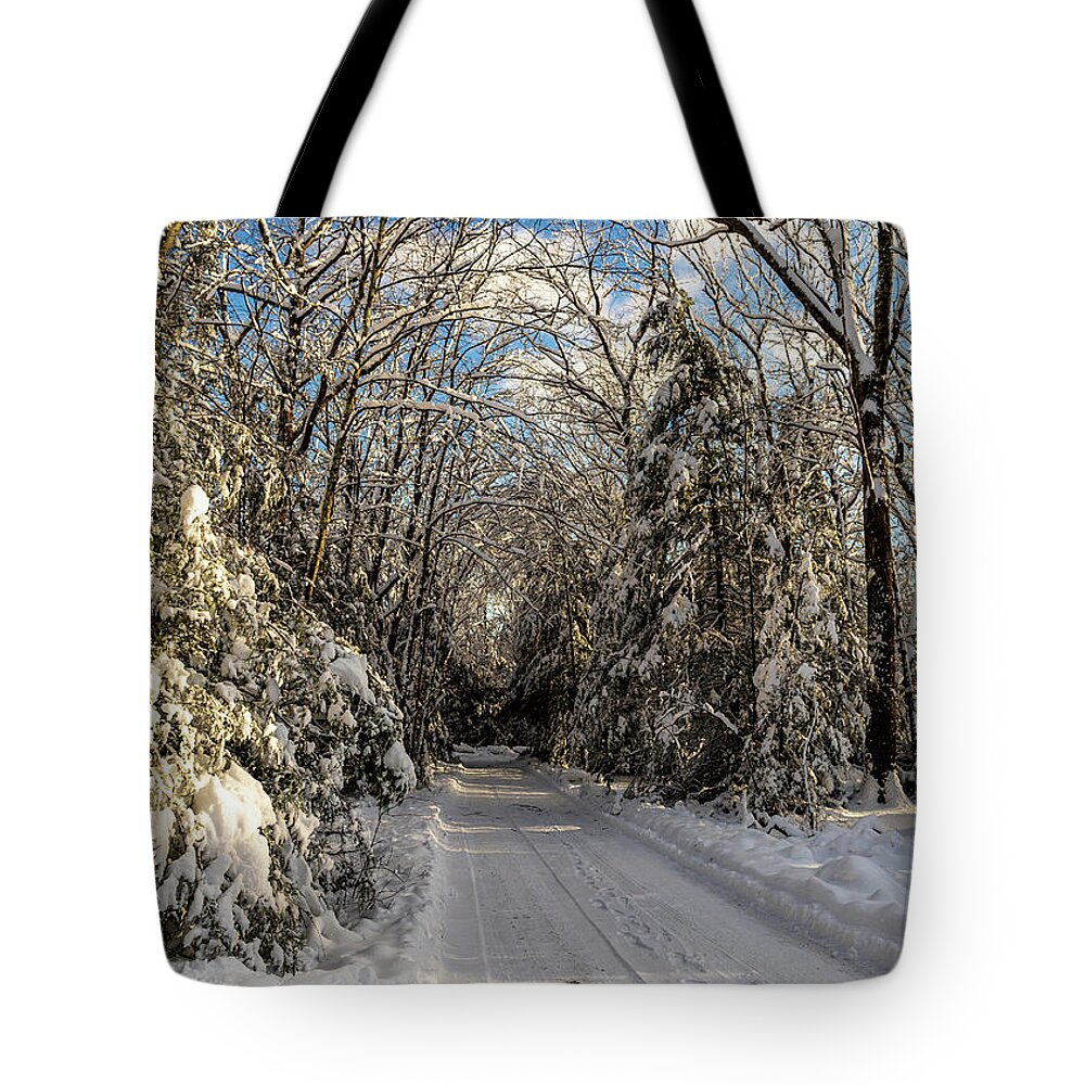 Landscape Tote Bag featuring the photograph Landscape Photography - Winter Roads by Amelia Pearn