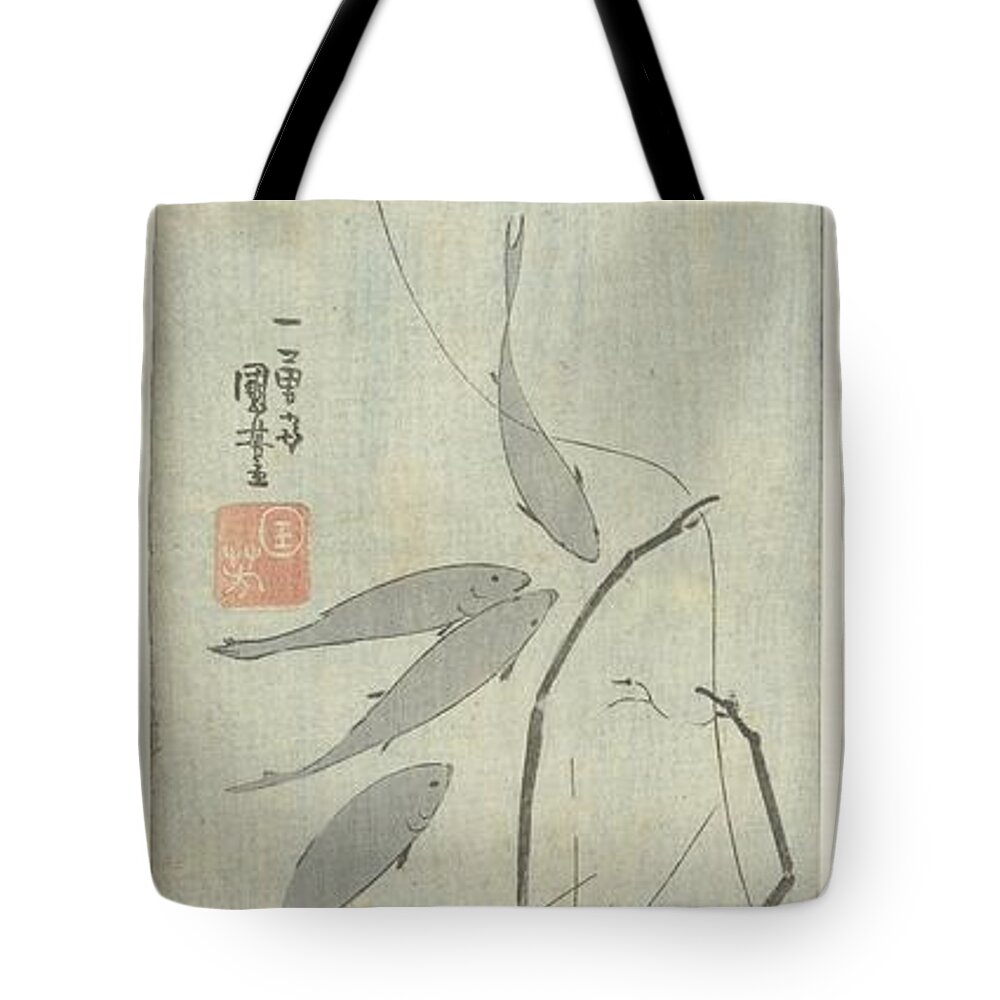 Langoustine and Small Fish, Utagawa Kuniyoshi, 1828 - 1832 Tote Bag
