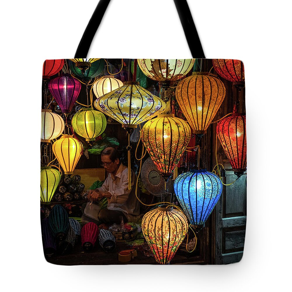 Ancient Tote Bag featuring the photograph Lantern Maker by Arj Munoz
