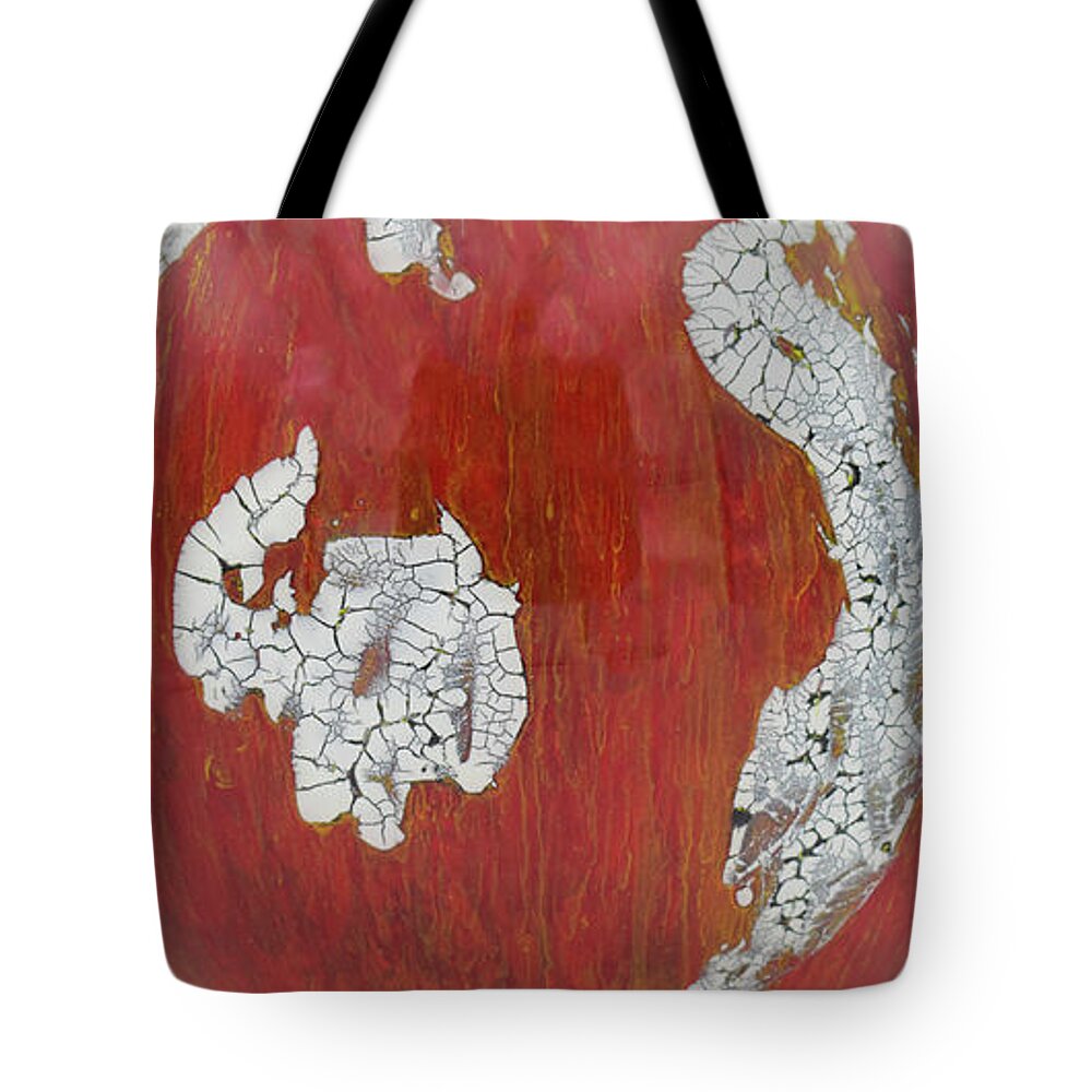 Red Tote Bag featuring the glass art Large Red Bowl by Christopher Schranck