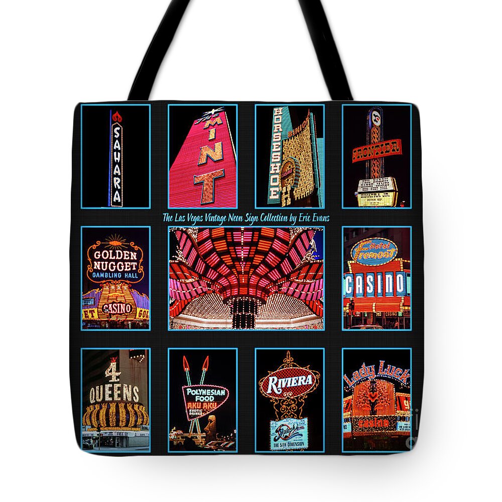 Las Vegas Neon Signs Tote Bag featuring the photograph Las Vegas Vintage Neon Signs Collection Slides Featuring The Flamingo Casino by Aloha Art