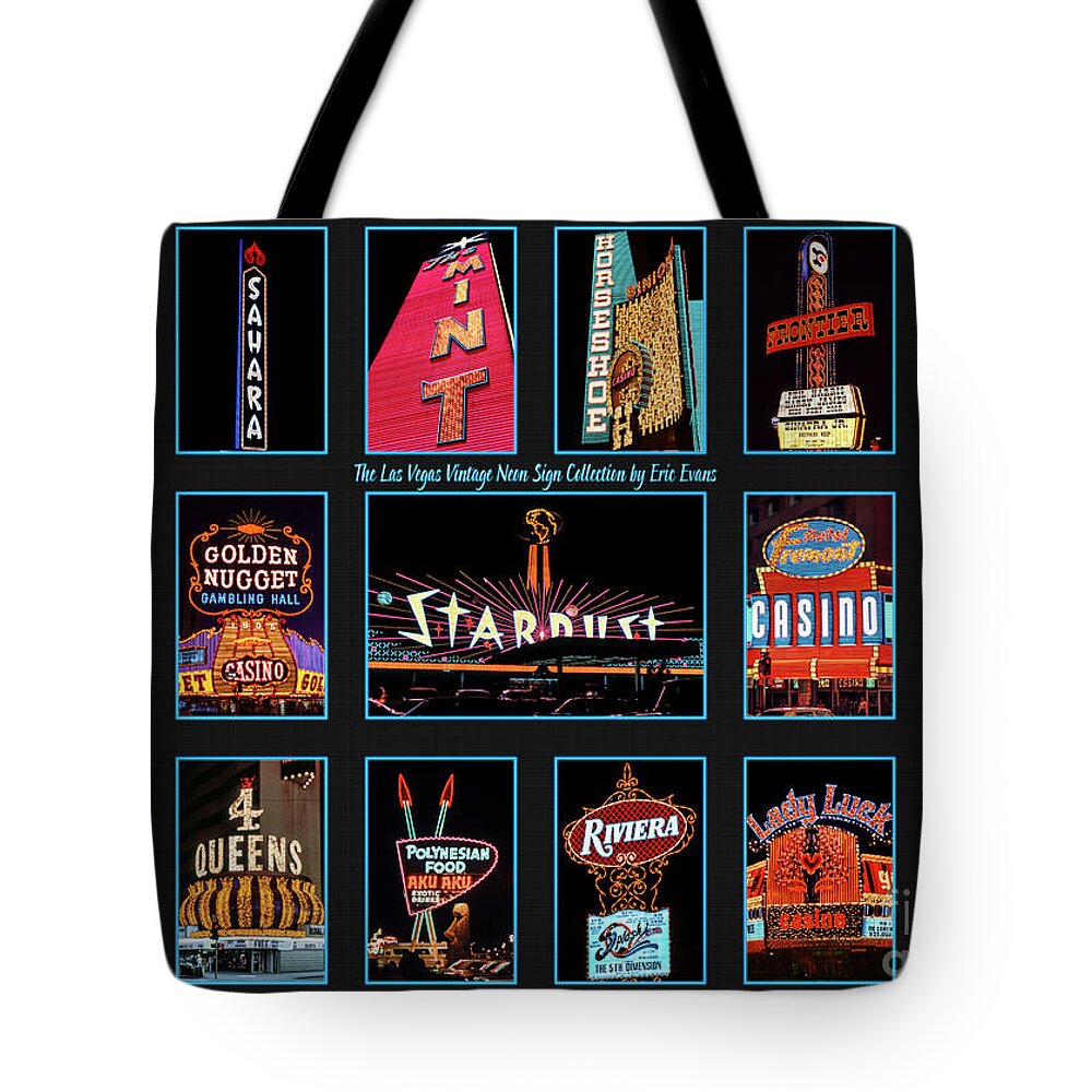 Las Vegas Neon Signs Tote Bag featuring the photograph Las Vegas Vintage Neon Signs Collection Slides Featuring The Stardust Casino by Aloha Art