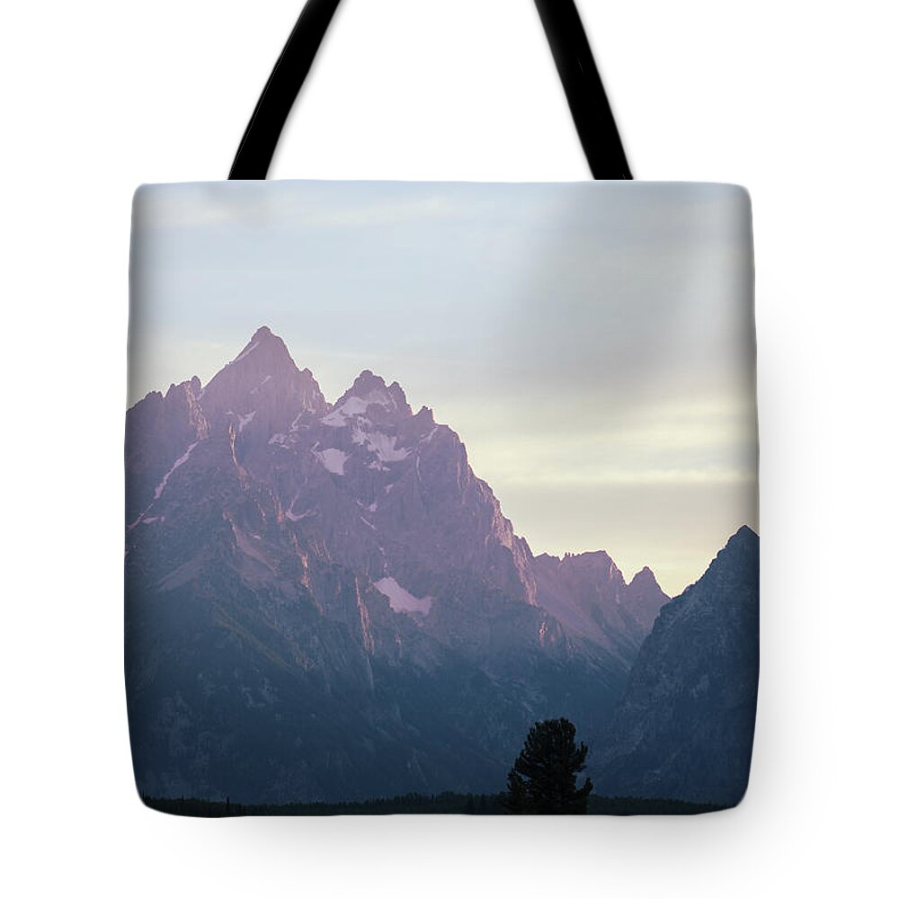 Mountain Tote Bag featuring the photograph Last bit of Teton light by Go and Flow Photos