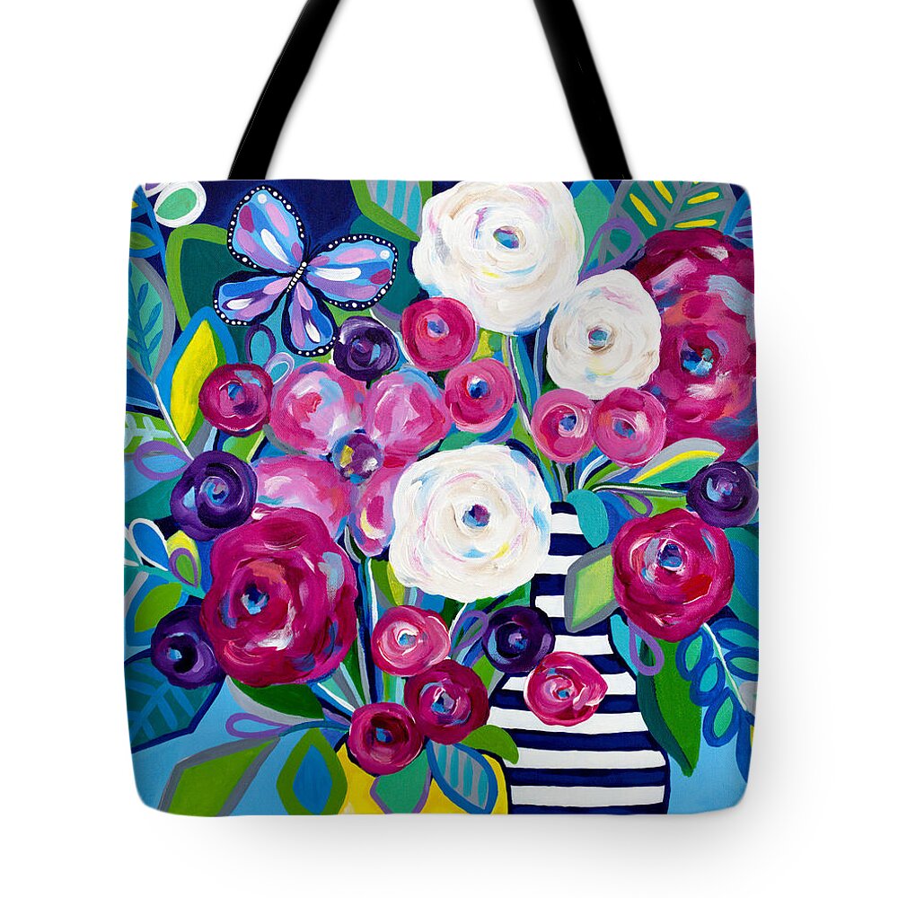 Floral Bouquet Tote Bag featuring the painting Last Burst of Summer by Beth Ann Scott