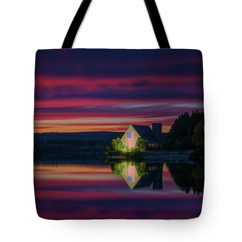 Old Stone Church Tote Bag featuring the photograph Last Light at the Old Stone Church by Kristen Wilkinson